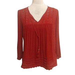 Knox Rose Boho Tassle Crochet Tunic Top